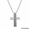 Κολλιέ Ατσάλινο Σταυρός Διπλός με Βίδα 5x20x30mm
