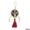 New Years Lucky Charm Wooden Hoop with Rubber Cord Rhinestones and Tassel 25cm
