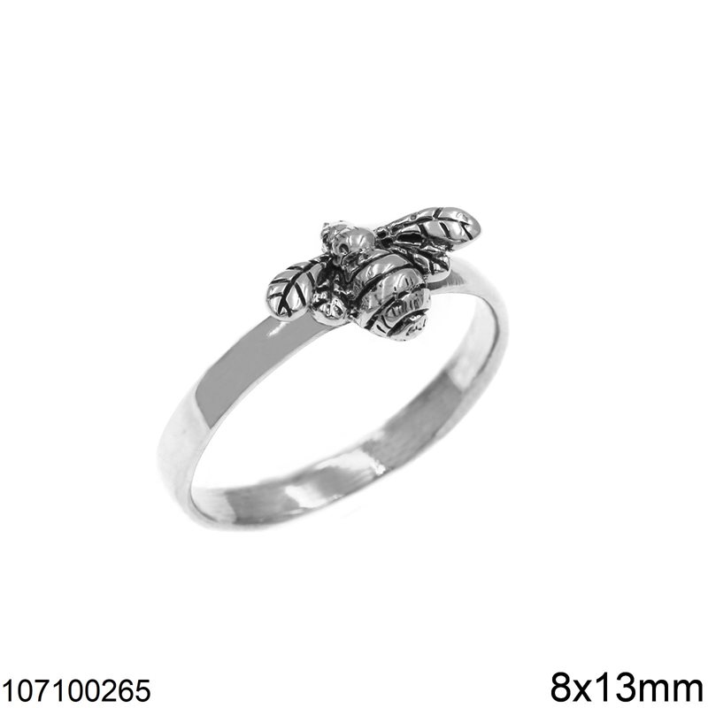 Δαχτυλίδι Ασημένιο 925 Μέλισσα Οξυντέ 8x13mm
