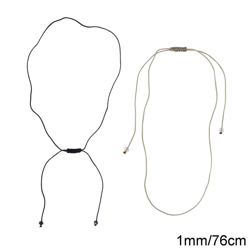 Κολλιέ Κορδόνι 1mm με Μακραμέ Κλείσιμο 76cm
