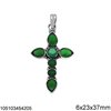 Silver 925 Pendant Cross with Semi Precious Stones 6x23x37mm