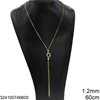 Stainless Steel Square Chain Necklace 1.2mm Knot with Round Beads