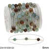 Stainless Steel Chain with Round Stone Bead 6mm 