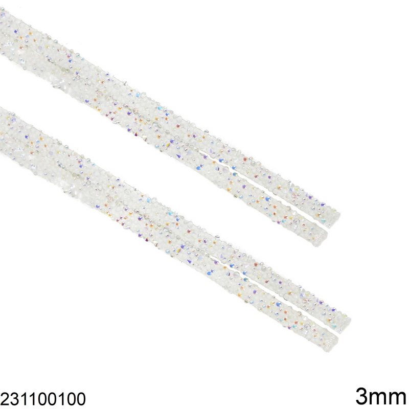 Hot Fix Line 3mm Crystal AB Transparent Film 24cm