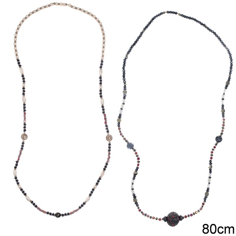 Necklace with Semi Precious Stones 80cm