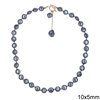 Necklace with Glass Flat Bead 10x5mm, 45cm