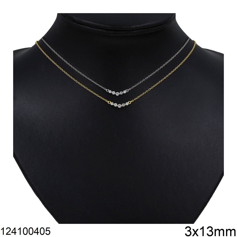 Κολλιέ Ασημένιο 925 Καμπύλη με Ζιργκόν 3x13mm