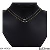 Κολλιέ Ασημένιο 925 Καμπύλη με Ζιργκόν 3x13mm