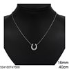 Stainless Steel Round Snake Chain Necklace with Horseshoe 16mm