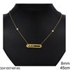 Stainless Steel Link Chain Necklace Bar 8x33mm with Moving Rhinestones