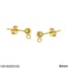 Silver 925 Stud Earring with Ball and Loop 4mm