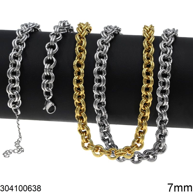 Stainless Steel Double Round Link Chain 7mm