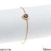 Stainless Steel Bracelet Oval Link Chain with Heart Rosette 10mm