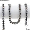 Stainless Steel Link Chain 8mm with Faceted Glass Beads 6mm