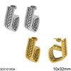 Stainless Steel Stud Flat Earrings with Braid 10x32mm