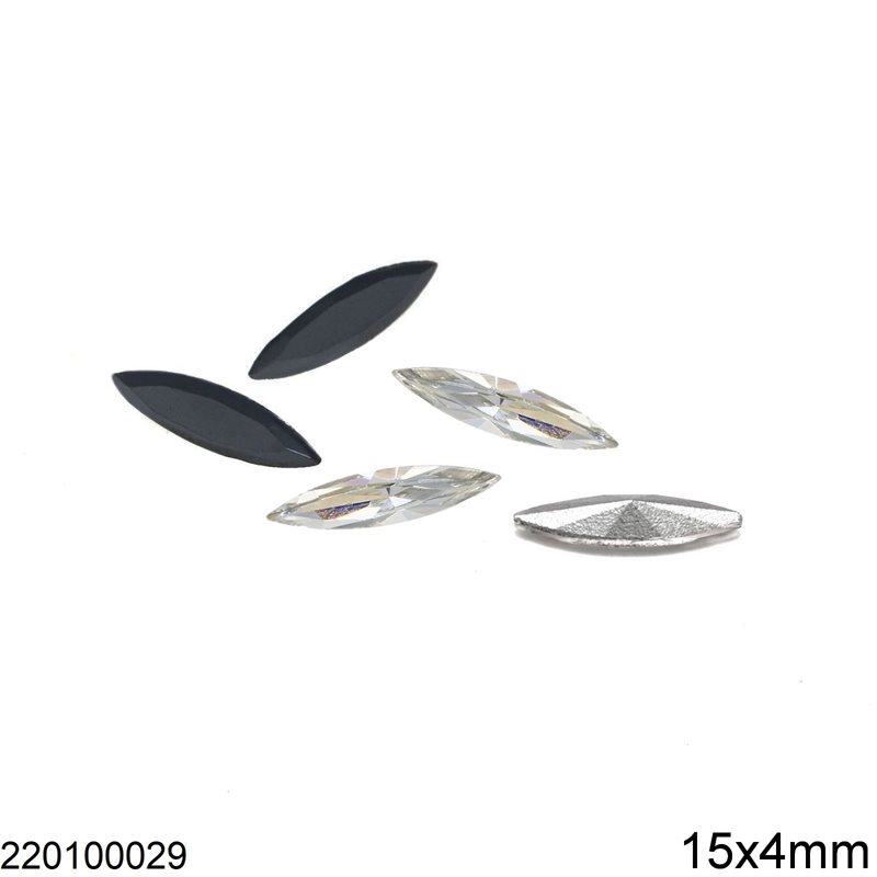 Glass Navette Stone 15x4mm