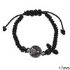 Prayer Rope Bracelet with Casting Bead 17mm and Macrame Clasp BLACK ANTIQUE SILVER PLATED NF