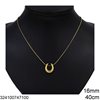 Stainless Steel Round Snake Chain Necklace with Horseshoe 16mm
