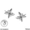 Silver 925 Stud Earrings Flower with Loop 12mm