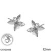 Silver 925 Stud Earrings Flower with Loop 12mm