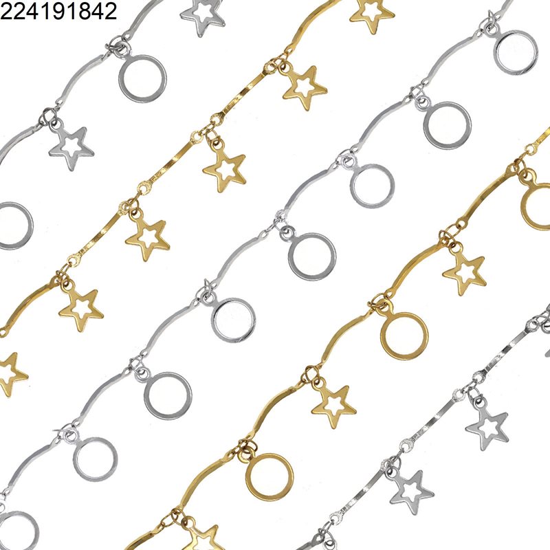 Stainless Steel Chain Curved Bar 15.5x1mm with Hanging Parts