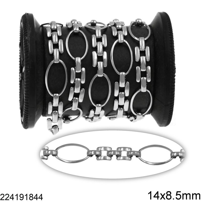 Stainless Steel Link Chain with Oval Ring 14x8.5mm
