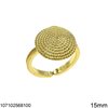 Silver 925 Ring Textured Disk 15mm