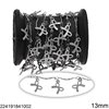 Stainless Steel Chain Hammered Curved Bar 15.5x1mm with Hanging Parts