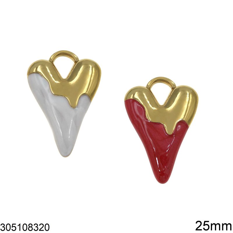 Stainless Steel Pendant Heart with Enamel 25mm
