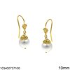 Silver 925 Hook Earrings with Hanging Shell 10mm