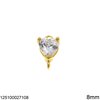 Silver 925 Part Zircon Heart 6-10mm