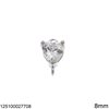 Silver 925 Part Zircon Heart 6-10mm