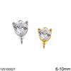 Silver 925 Part Zircon Heart 6-10mm