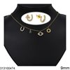 Stainless Steel Set of Necklace with Hanging Elements 9mm and Stud Earrings Horseshoe 9mm, Gold