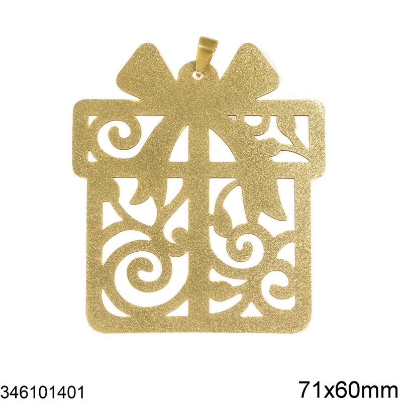Stainless Steel New Years Lucky Charm Present Stardust 71x60mm, Gold