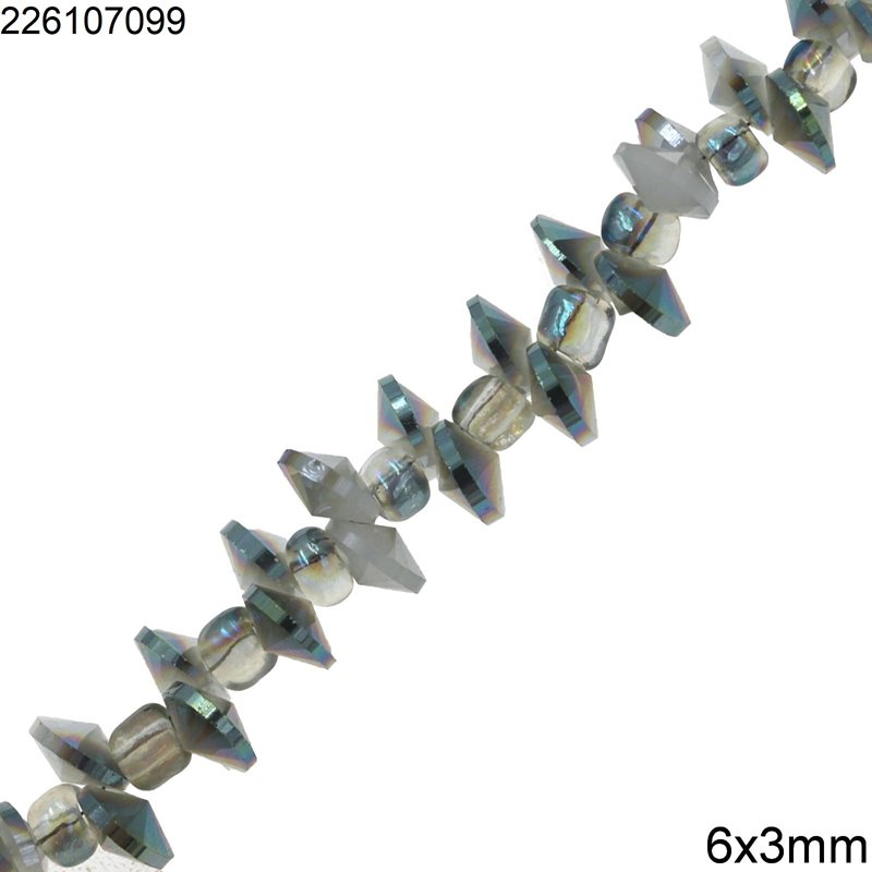 Glass Disk Faceted Beads 6x3mm