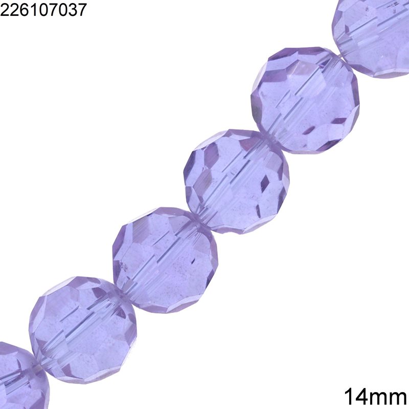 Glass Faceted Beads 14mm, Purple