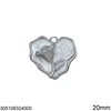 Stainless Steel Pendant Heart with Rose and Enamel 20mm