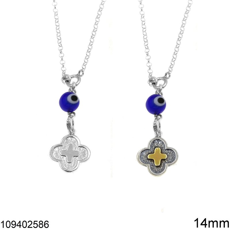 Silver925  Car Amulet Cross 14mm with Evil Eye 12-14cm