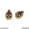 Brass Sew-on Pearshape Motif with Crystal 13x18mm
