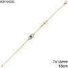 Βραχιόλι Χρυσό με Μάτι Φίλντισι 7x14mm και Σταυρό Κ9 1.29γρ