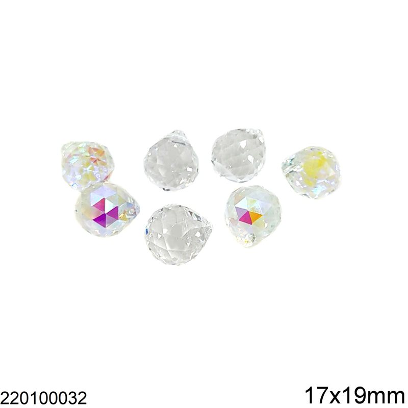 Crystal Faceted Pearshape Ball 17x19mm (5gr)