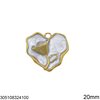Stainless Steel Pendant Heart with Rose and Enamel 20mm