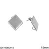 Stainless Steel Square Stud Earrings with Open Ring 15-20mm