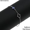 Βραχιόλι Ασημένιο 925 Μάτι με Σμάλτο 5x8mm και Παλάμη με Ζιργκόν 10x12mm