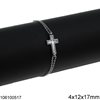 Silver 925 Bracelet Cross with Shell and Zircon 4x12x17mm