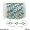 Stainless Steel Chain Round Cup with Glass Stone 6.5mm