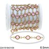Stainless Steel Chain Round Cup with Glass Stone 6.5mm