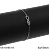 Silver 925 Bracelet Infinity Symbol with Zircon and Evil Eye with Enamel 6x16mm