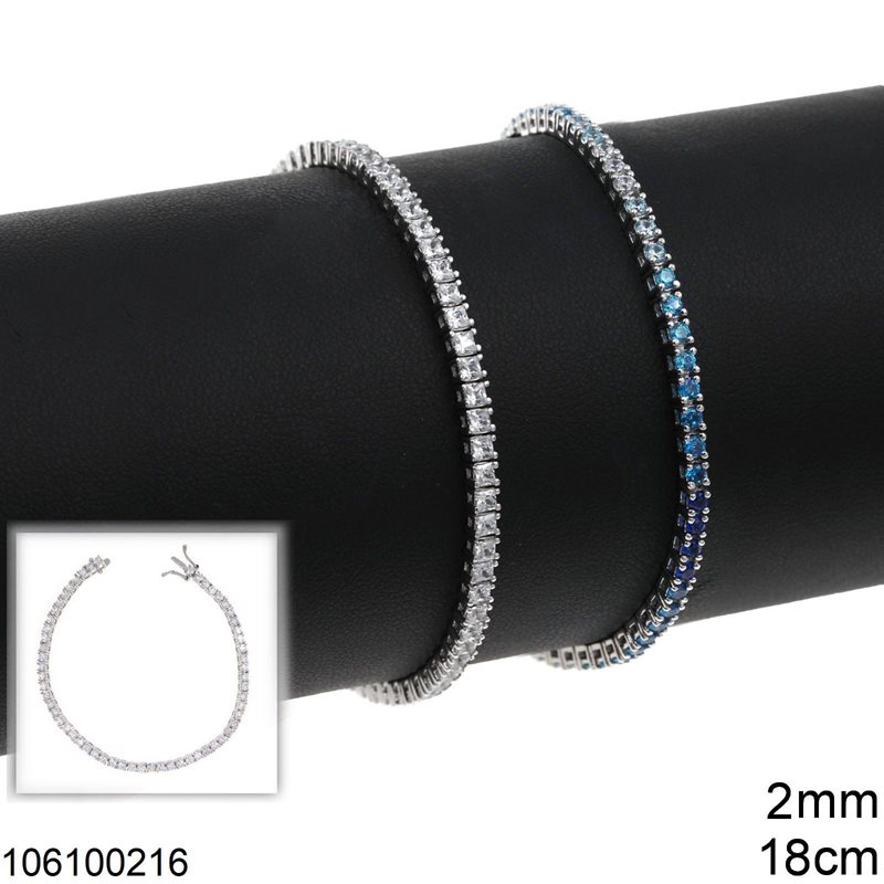 Silver 925 Riviera Bracelet wih Zircon 2mm